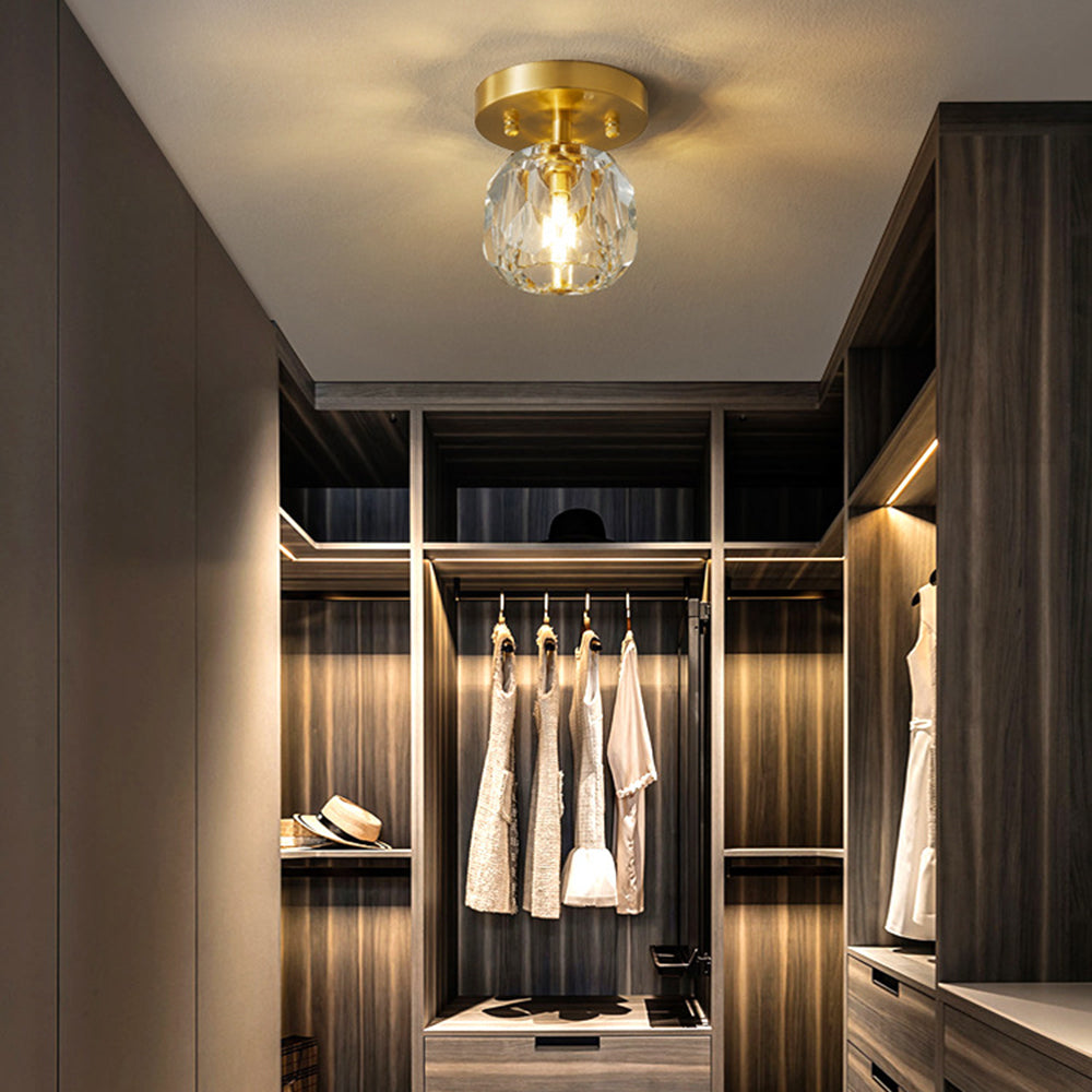 Kristy Plafonnier Diamant Cristal, Métal/Cristal, Doré, Salon - Neutralighting