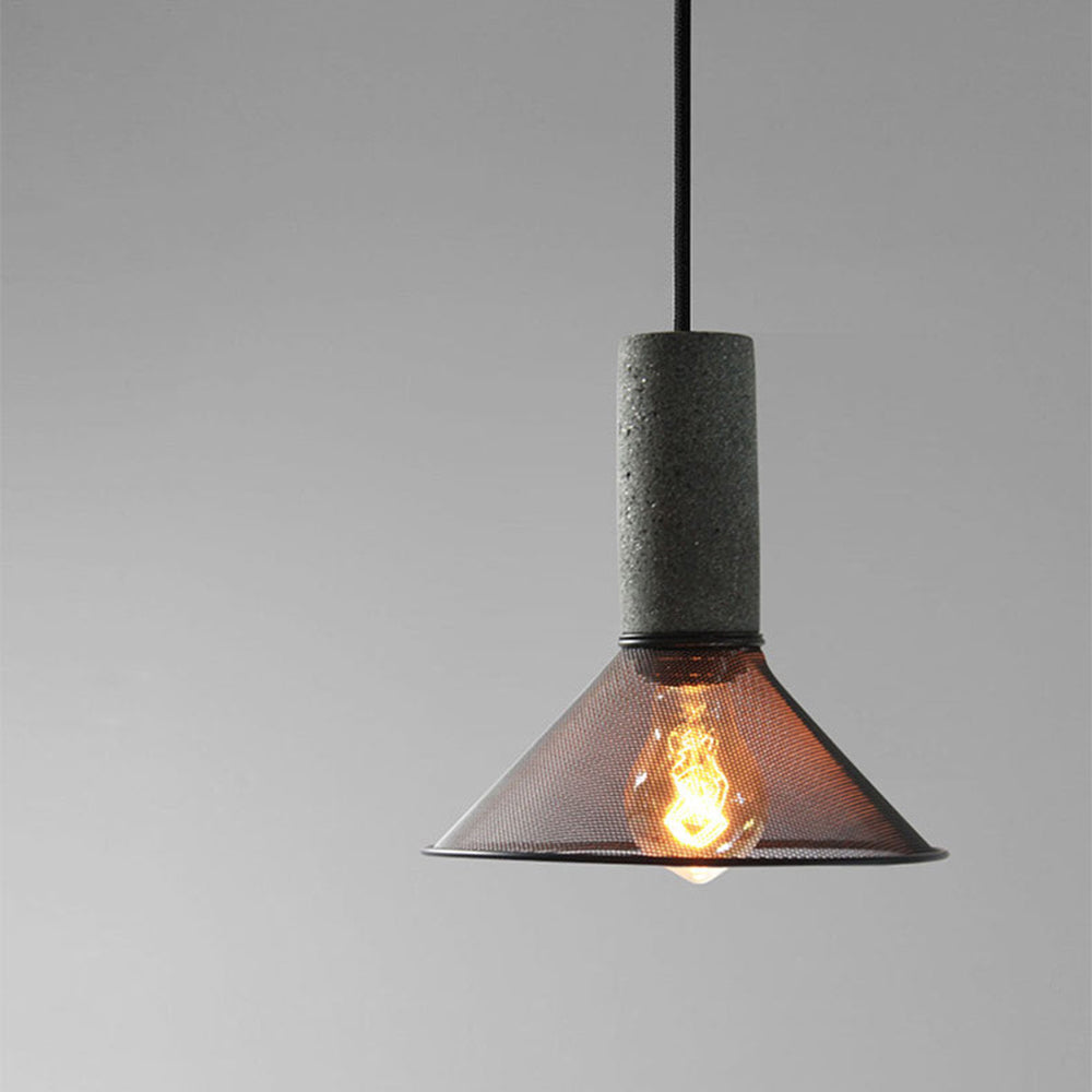 Arisha Suspension Cylindre Industriel, Métal/Ciment, Noir/Gris, Bar