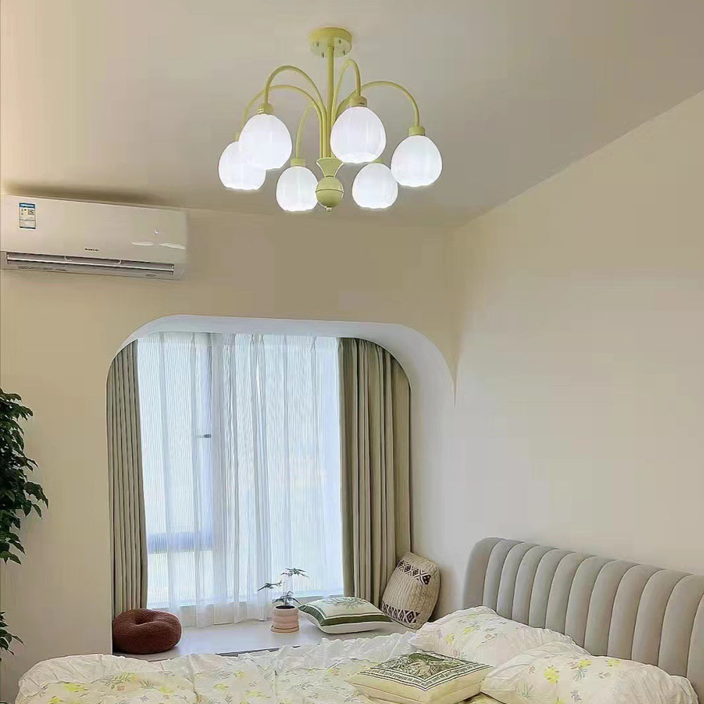 Arisha Suspension Multi Morandi, Métal/Verre, Blanc/Jaune, Couloir/Salon - Neutralighting