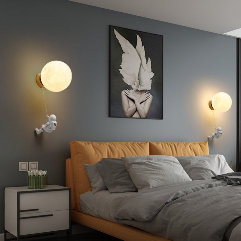 Aria Lune LED Applique Murale Blanc Résine Chambre Des Enfants