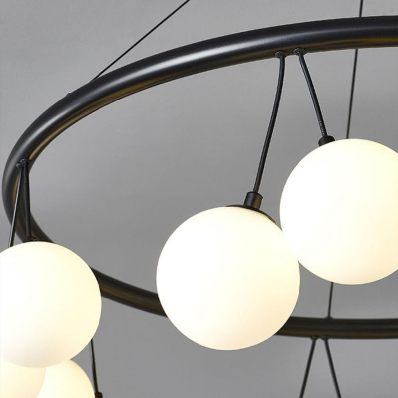 Valentina Nordique LED Lustre Noir Métal/Verre Salle À Manger/Chambre À Coucher