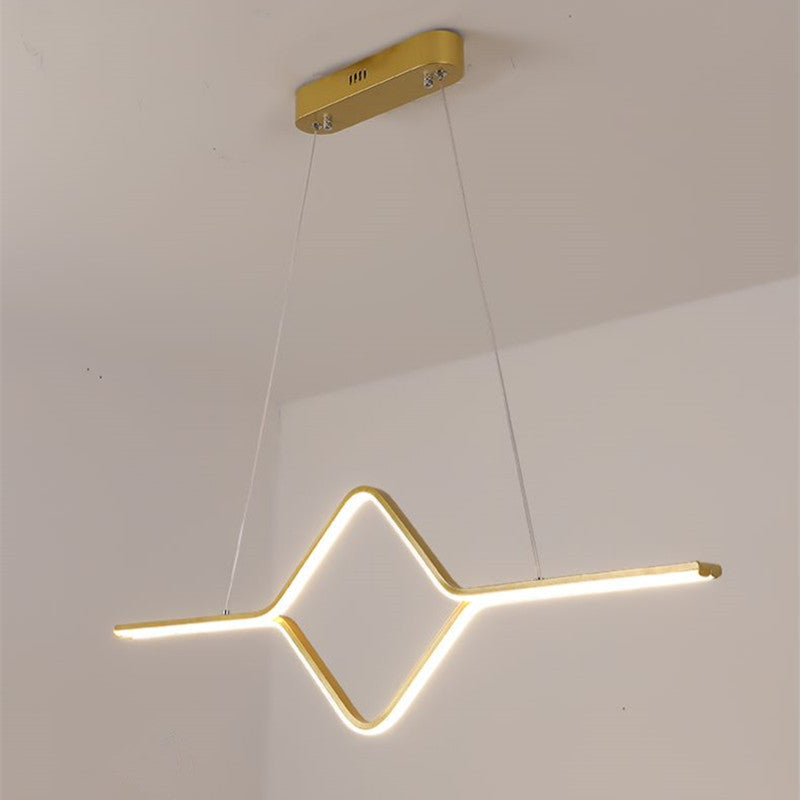Arisha Suspension Linéaire Simple et Moderne, Métal/ Acrylique, Noir/Or, Salle à Manger - Neutralighting