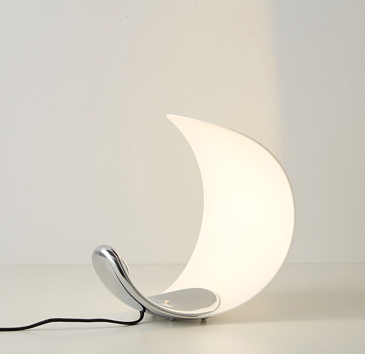 Aria Lampe de Table Lune Moderne, Métal/Acrylique, Blanc, Salon