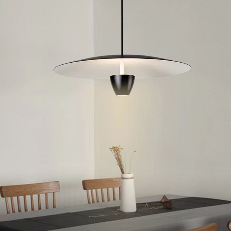 Arisha Suspension Ronde LED Minimaliste, Métal, Noir, Salon - Neutralighting