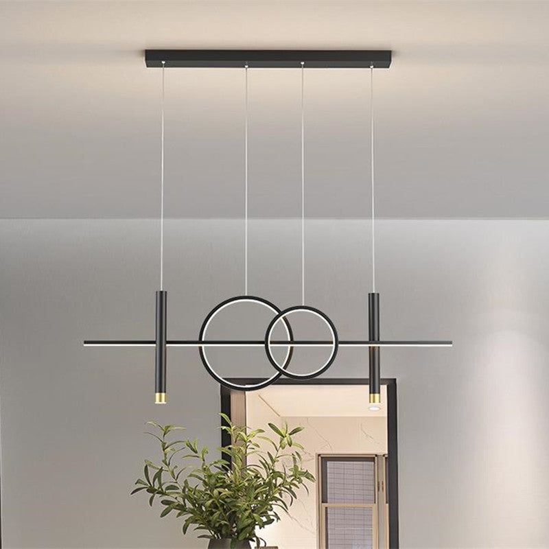 Arisha Suspension Circulaire Moderne LED Métal Noir/Or Salon/Salle à manger - Neutralighting