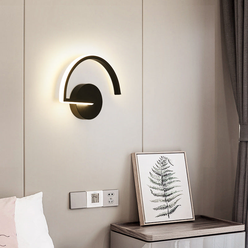 Arisha Applique Murale Semi-Circulaire Linéaire Minimaliste, Métal, Noir/Blanc, Bureau - Neutralighting