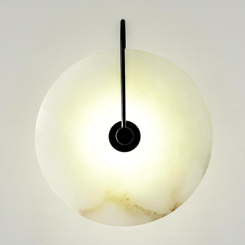 Arisha Applique Murale Ronde Moderne Nordique, Marbre, Noir/Or, Chambre à Coucher/Salon - Neutralighting