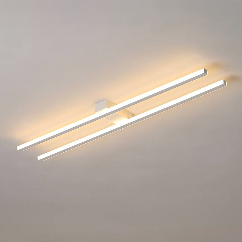 Ray Longue Linéaire Simple Plafonnier, Noir/Blanc/Or - Neutralighting