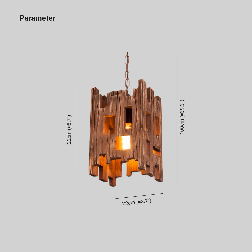 Epoch Suspension Rectangulaire Rustique, Bois/Metal, Bois, Chambre - Neutralighting