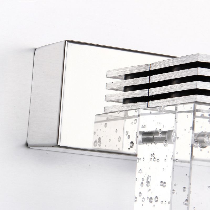 Arisha Applique Murale à Miroir Carrée Moderne, Métal/Cristal, Argent, Salle de Bain - Neutralighting