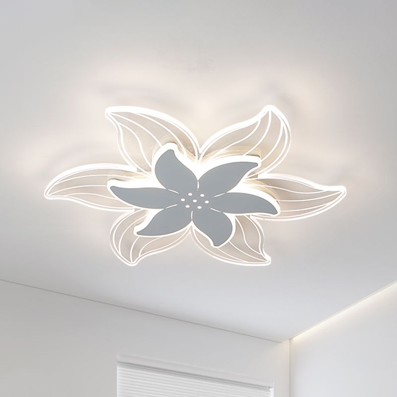 Arisha Fleur Moderne LED Plafonnier Blanc Métal Acrylique Salon - Neutralighting