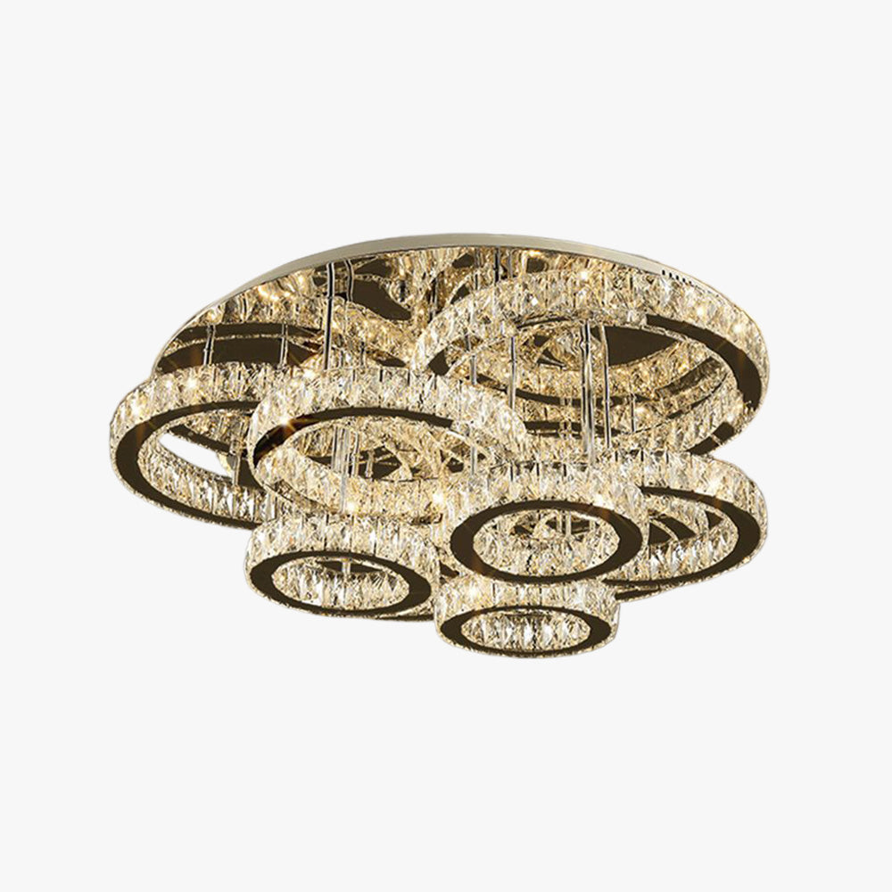 Kristy Design Italien LED Plafonnier Anneau Moderne Métal/Cristal Or Chambre à Coucher/Salle à Manger - Neutralighting