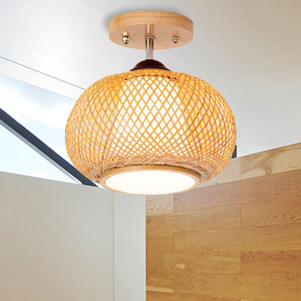 Ritta Plafonnier Dôme Simple Vintage LED Bamboo Bois Salon/Chambre à Coucher - Neutralighting