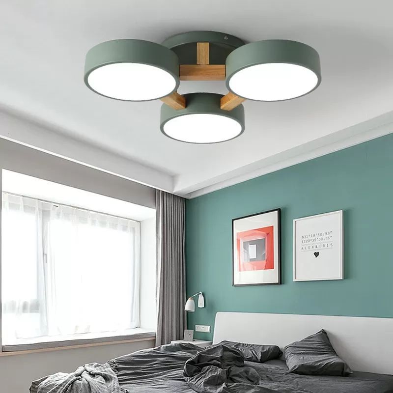 Aria Ronde LED Plafonnier Blanc/Vert/Gris Fumé Métal/Acrylique Salon - Neutralighting