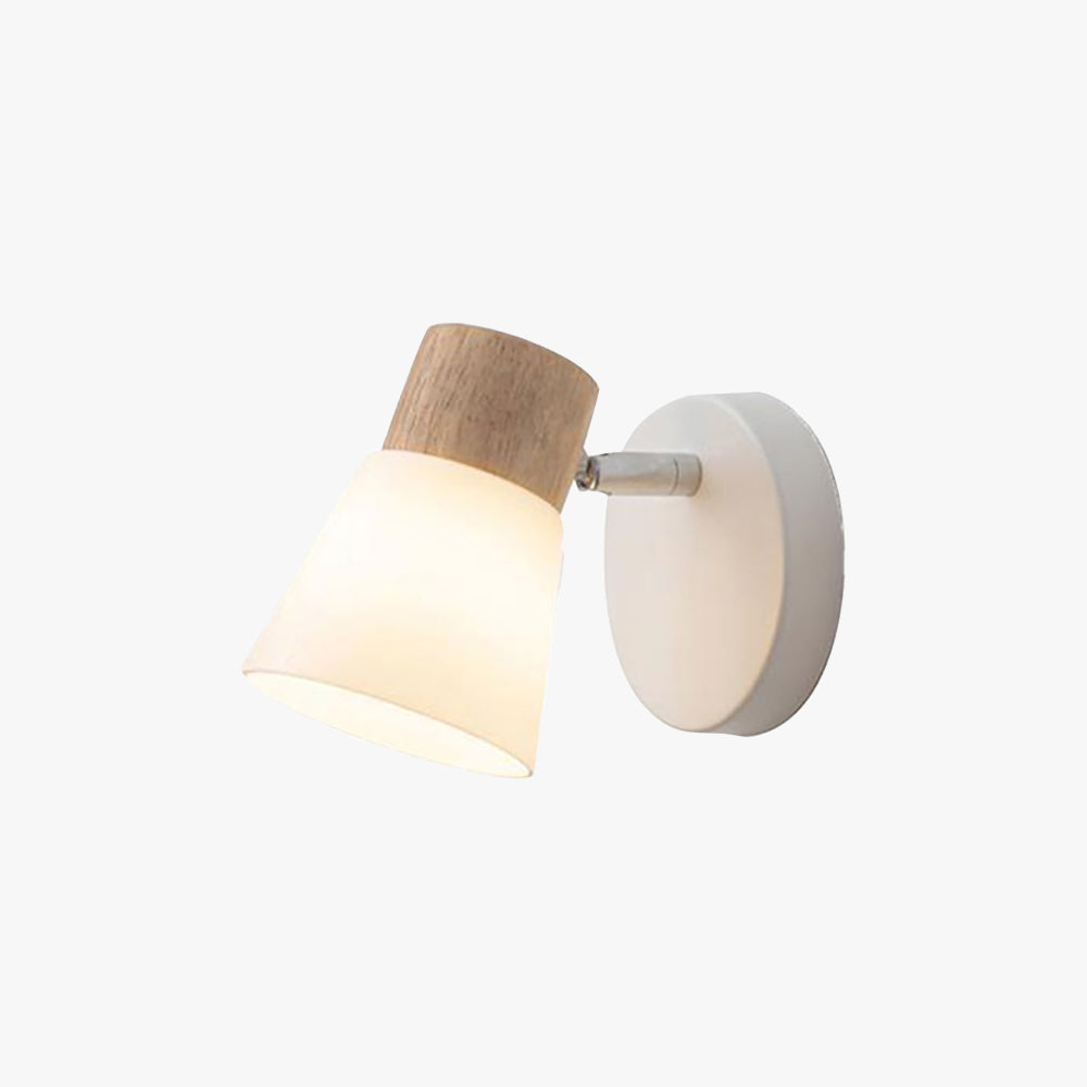 Muto Design Italien LED Applique Murale à Miroir Ronde Rustique Bois/Verre Blanc Salle de Bain - Neutralighting