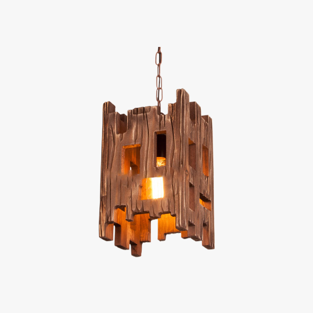 Epoch Suspension Rectangulaire Rustique, Bois/Metal, Bois, Chambre - Neutralighting