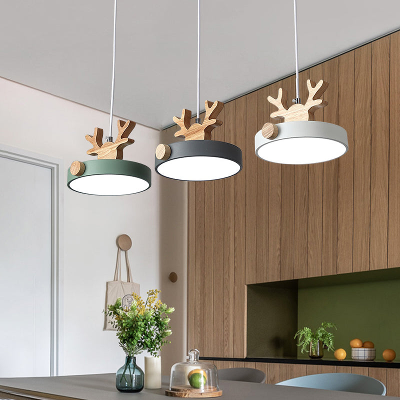 Valentina Suspension Rond Mignon Moderne Métal/Bois Vert/Noir Salle à manger - Neutralighting