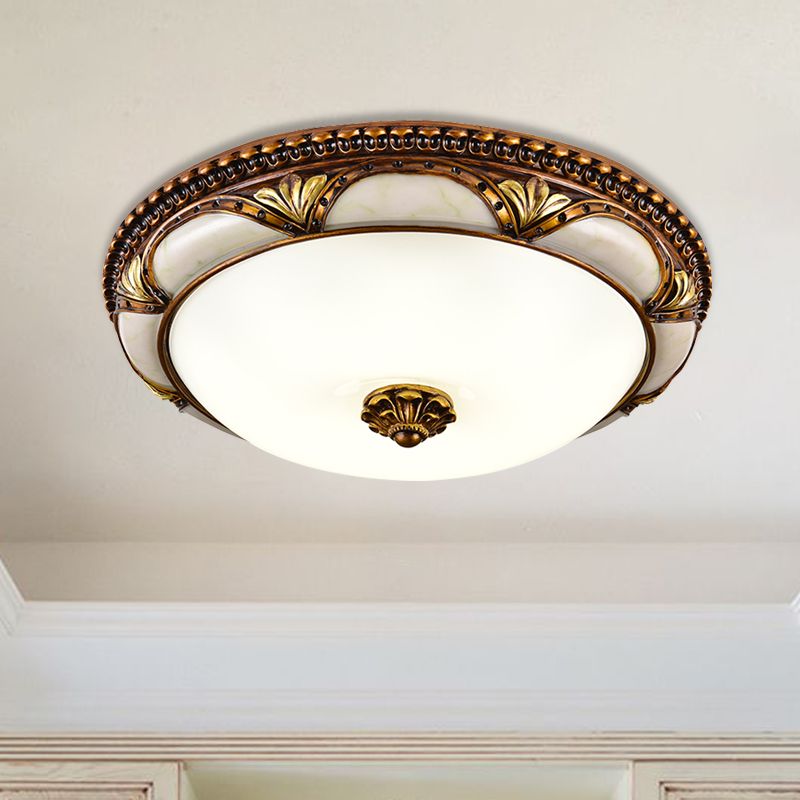 Silva Ronde Retro LED Plafonnier Brass Résine/Verre Chambre à coucher - Neutralighting