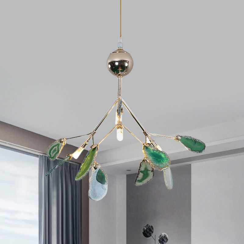 Arisha Art LED Suspension Bleu Métal Agate Salon Chambre à coucher - Neutralighting