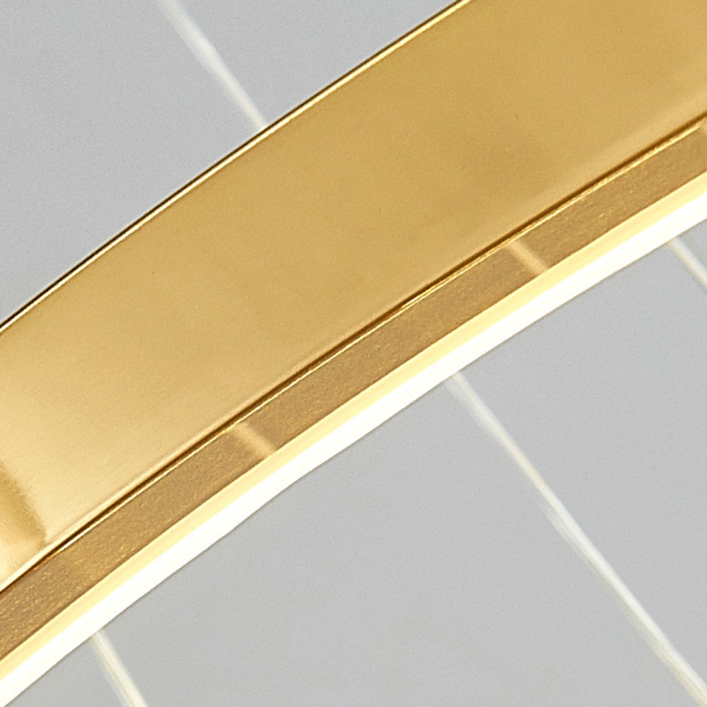 Arisha Grande Design LED Luminaires Suspensions Anneau Moderne Acrylique Doré Salon - Neutralighting