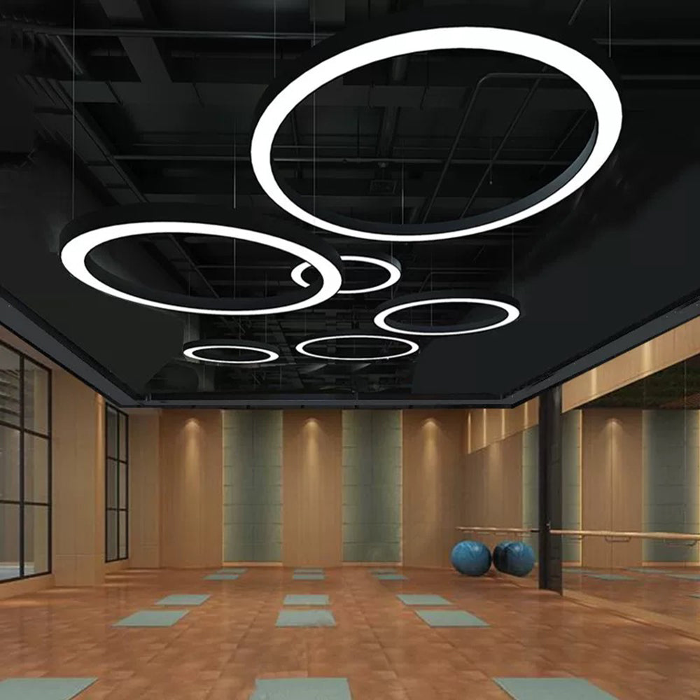Arisha Luminaires Suspensions LED Anneau Simple Acrylique Noir/Blanc Salon/Cuisine - Neutralighting