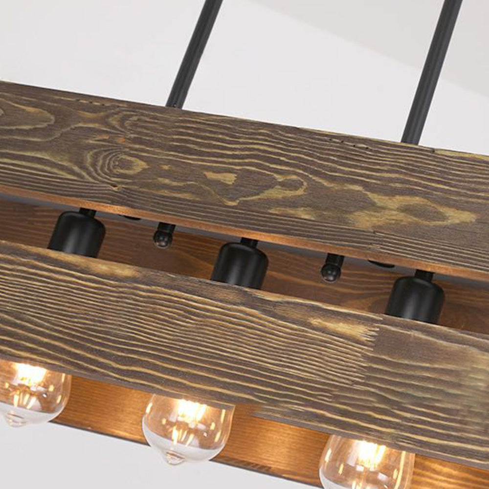 Silva Suspension Rectangulaire Rustique, Bois/Metal, Bois/Marron, Chambre - Neutralighting