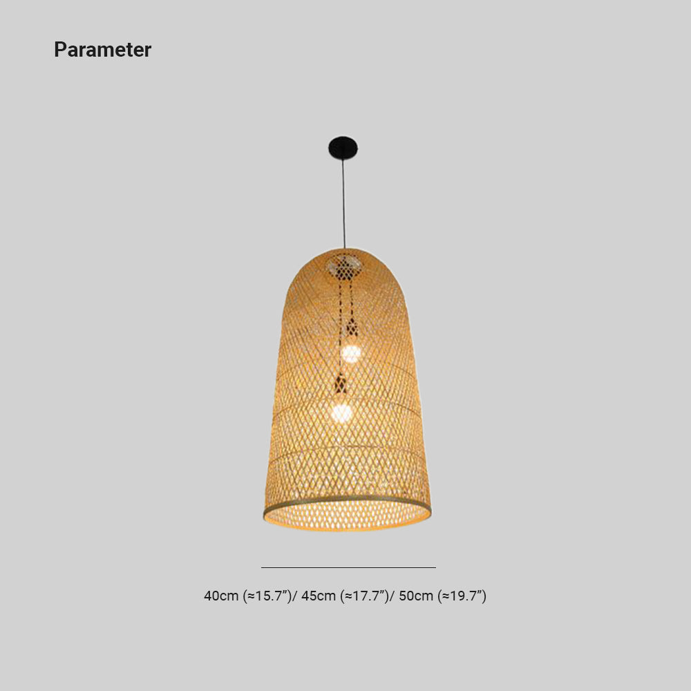 Ritta Design Italien Luminaires Suspensions Dôme Vintage Bamboo Bois Chambre à Coucher - Neutralighting