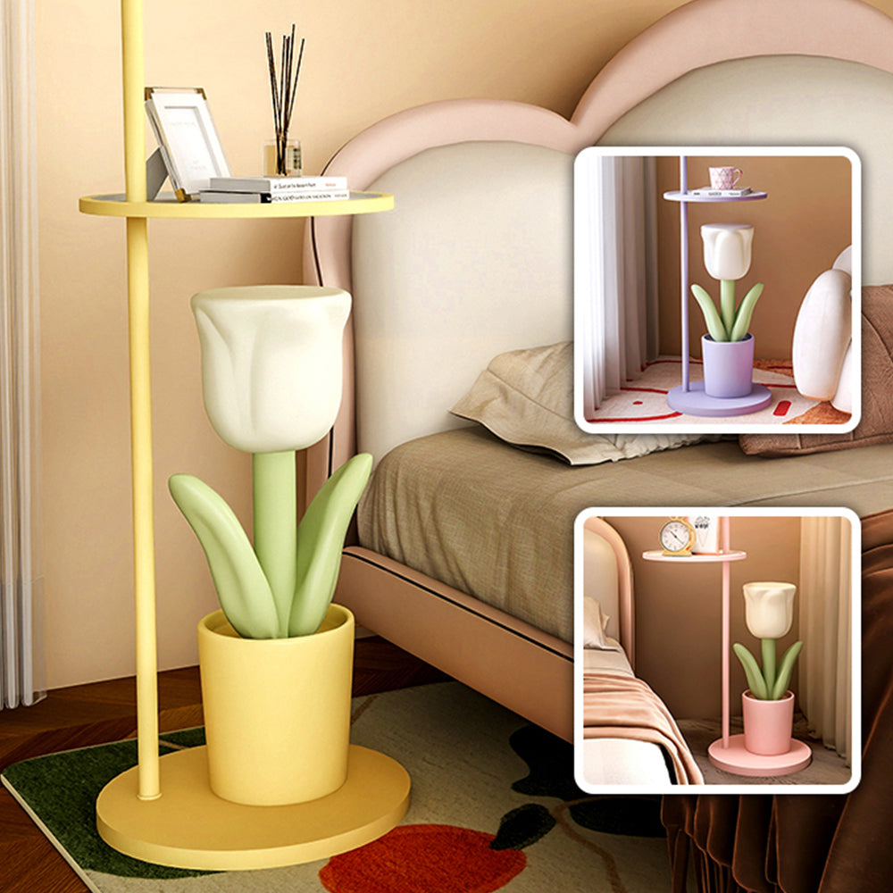 Arisha Design Lampadaire Tulipe Moderne Métal Rose/Jaune/Violet Salon