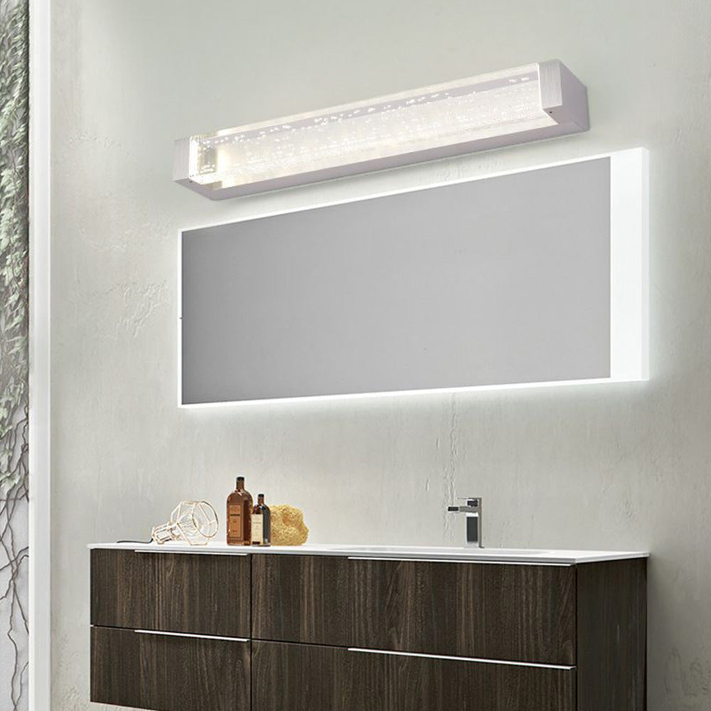 Arisha Applique Murale à Miroir Design LED Transparente Rectangulaire Moderne Métal Cristal Blanc Salle de Bain - Neutralighting