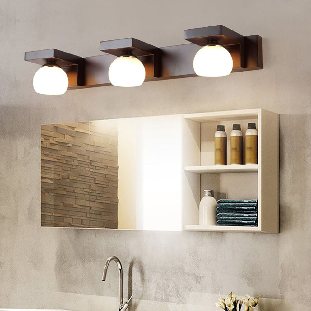 Muto Applique Murale à Miroir Intérieur Ronde Vintage LED Bois/Verre Burn Salle de Bain - Neutralighting