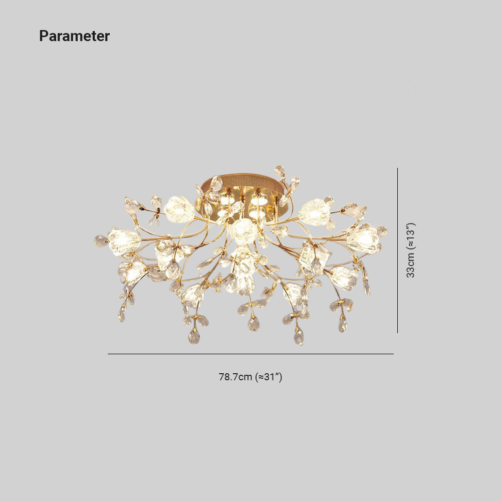 Arisha Design LED Plafonnier Fleur Art Deco Métal/Verre Doré Salon/Chambre à Coucher - Neutralighting
