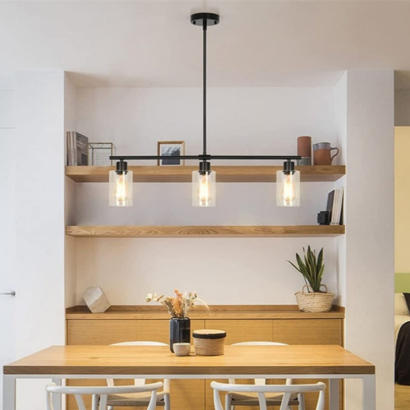 Arisha Minimaliste Industriel LED Lustre Noir Métal Cuisine Salon
