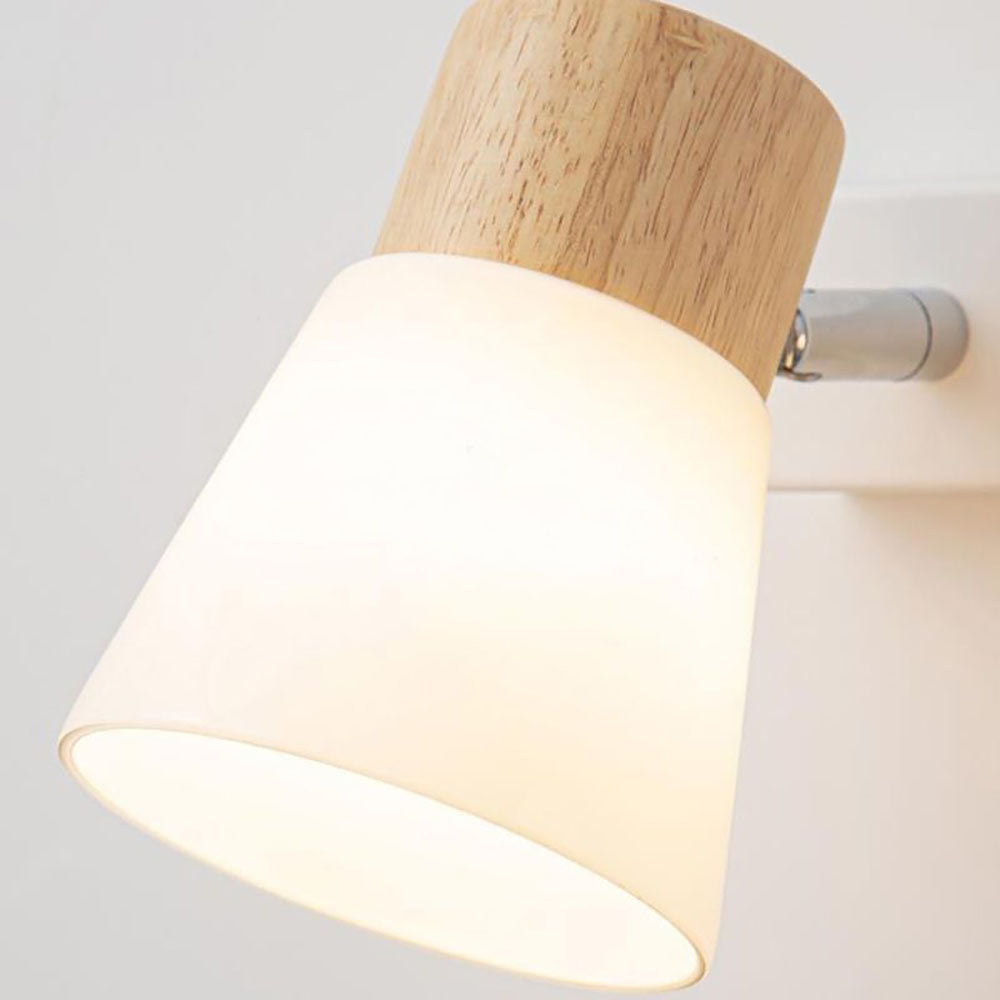 Muto Design Italien LED Applique Murale à Miroir Ronde Rustique Bois/Verre Blanc Salle de Bain - Neutralighting