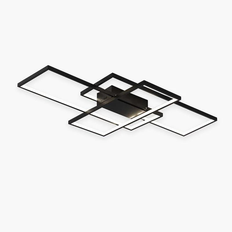 Arisha Plafonnier Rectangle Moderne, Métal/Gel de Silice, Noir/Blanc, Salon - Neutralighting