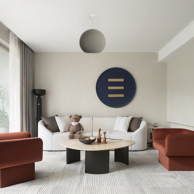 Avi Suspension Boule Minimaliste, Metal/Polystyrène, Blanc/Gris, Salon - Neutralighting