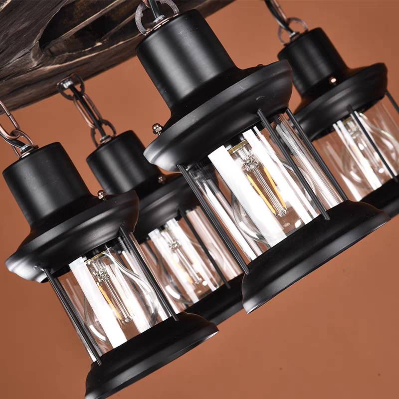 Epoch Ronde Vintage LED Lustre Bois/Métal/Verre Salon Cuisine - Neutralighting
