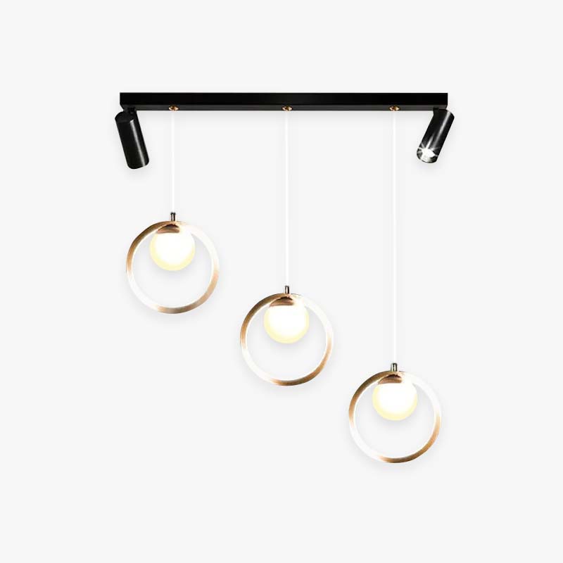 Arisha Suspension Anneau Moderne, Métal/Verre/Gel de Silice, Noir Or, Salon - Neutralighting