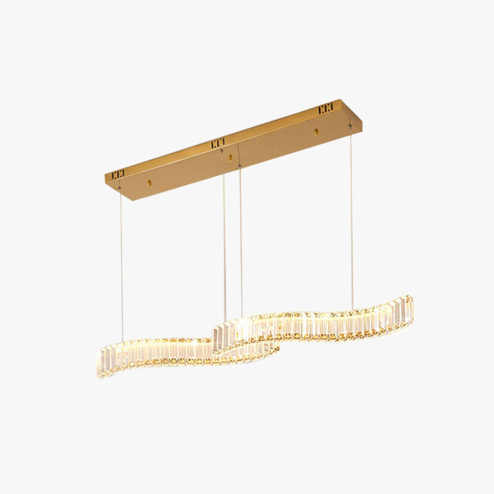 Kristy Luminaires Suspensions LED Wave Moderne Grande Cristal Métal Argent/Or Salon/Cuisine - Neutralighting