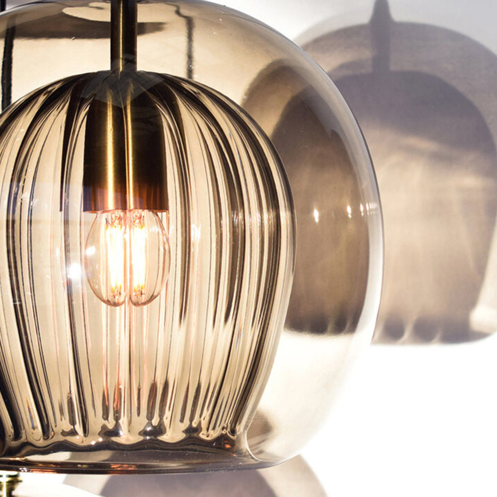 June Suspension Bulle Nordique Verre Transparent/Doré Salon/Chambre - Neutralighting