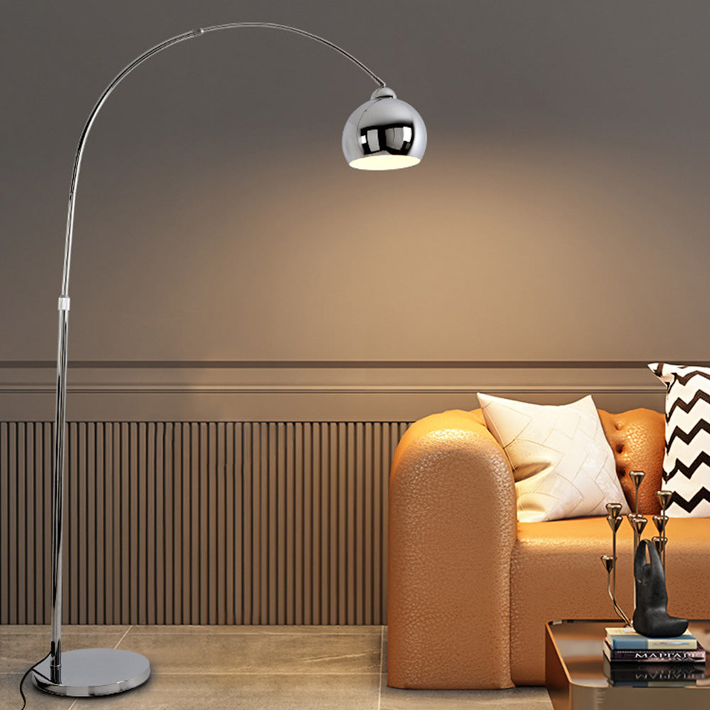 Mira Design Lampadaire Canne à Pêche Simple Argent Métal/Verre Chrome Salon Grande