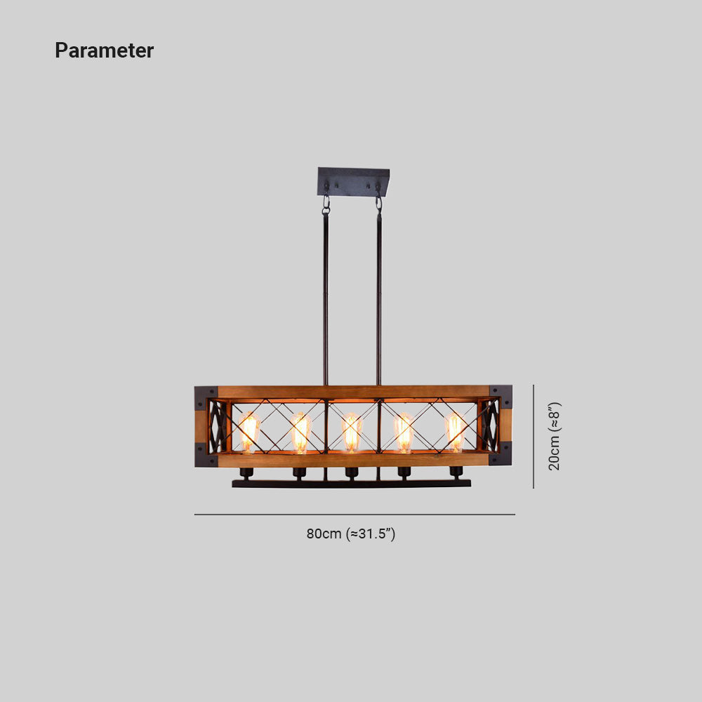 Silva Luminaires Suspensions Cage Industrielle Design Métal Bois Marron Salon/Cuisine/Bar - Neutralighting