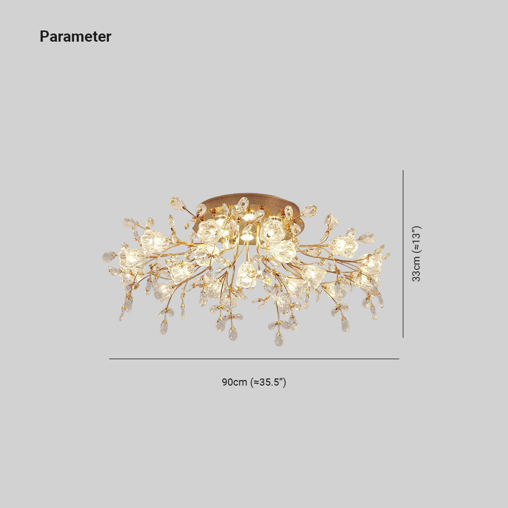 Arisha Design LED Plafonnier Fleur Art Deco Métal/Verre Doré Salon/Chambre à Coucher - Neutralighting