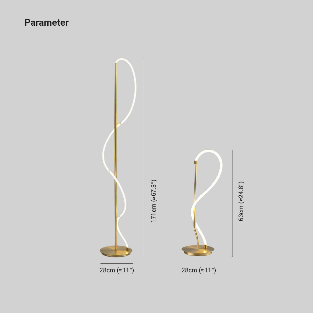 Arisha Design Lampadaire Linéaire Minimaliste Cuivre Blanc Or Salon