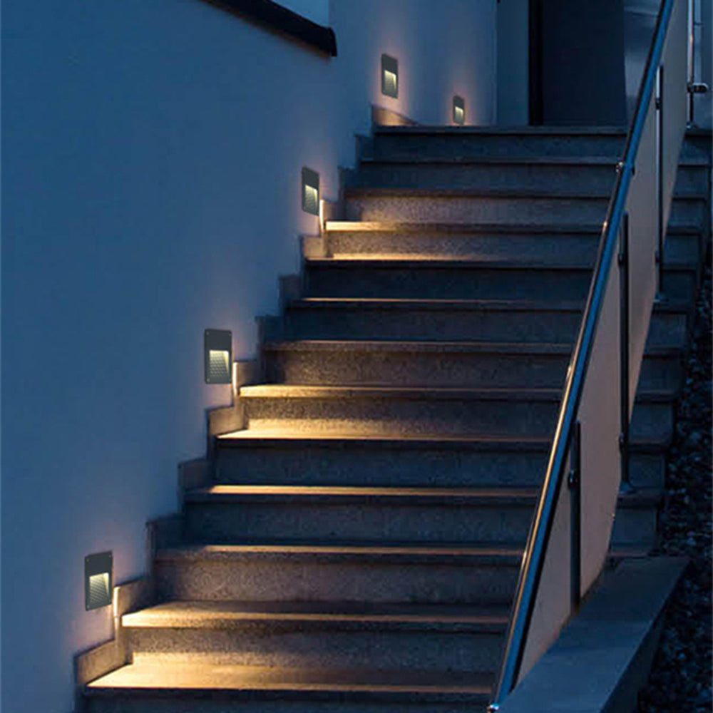 Ray Éclairage Escalier Extérieur Rectangulaire Moderne, Métal/Verre, Gris/Noir, Escalier