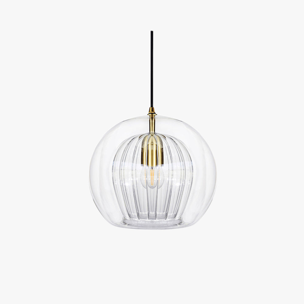 June Suspension Bulle Nordique Verre Transparent/Doré Salon/Chambre - Neutralighting