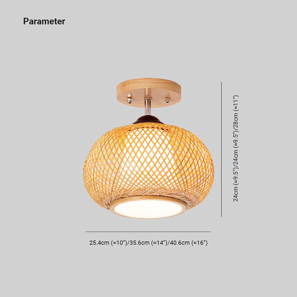 Ritta Plafonnier Dôme Simple Vintage LED Bamboo Bois Salon/Chambre à Coucher - Neutralighting