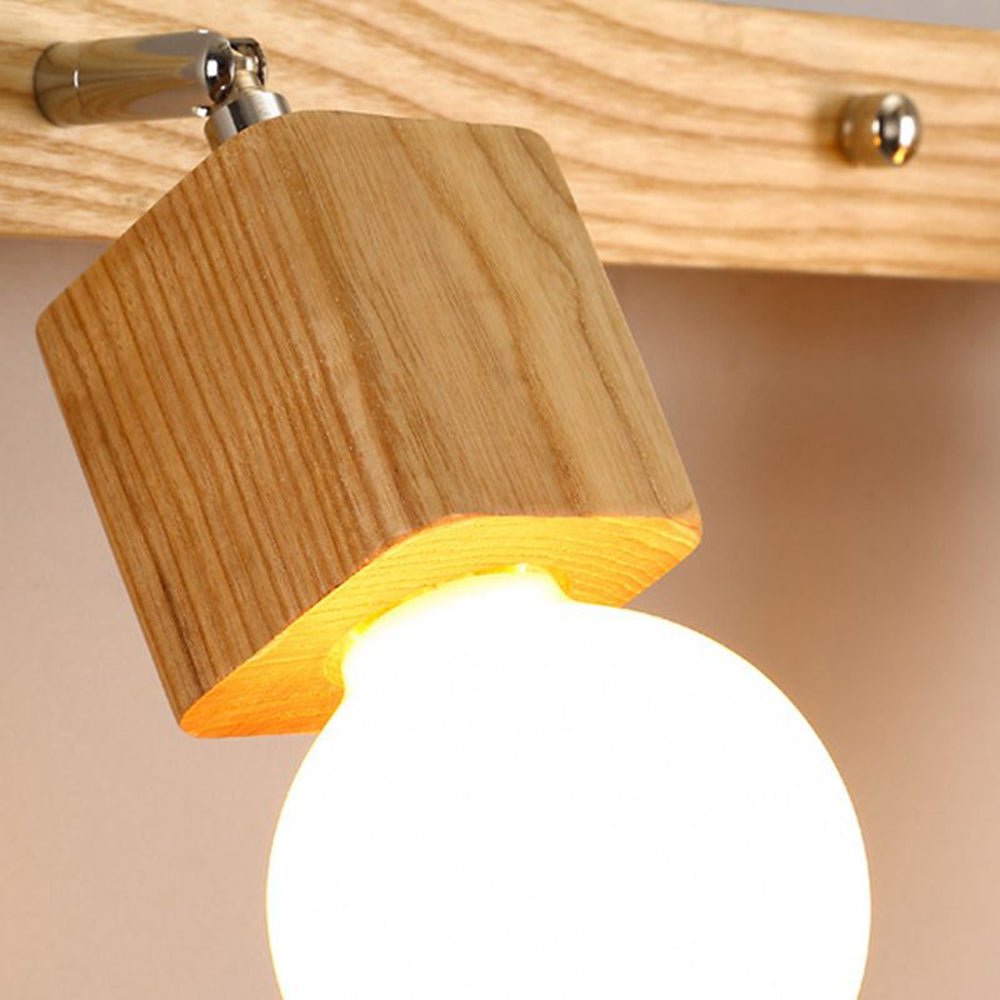 Winna Applique Murale LED Carrée Globe Réglable Naturelle Métal/Bois - Neutralighting