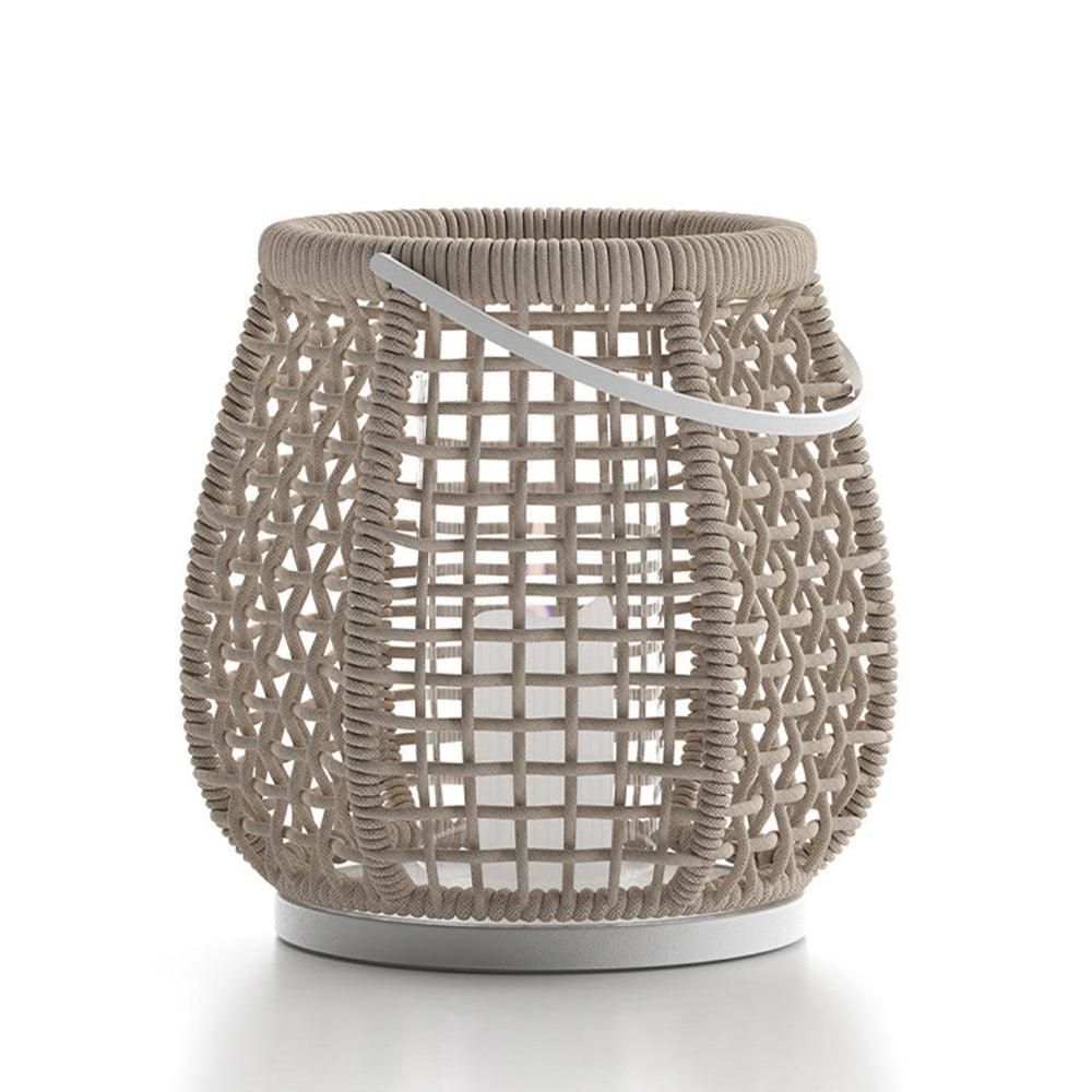 Ritta Vintage LED Lampadaire Métal/Rotin Noir/Beige Extérieur - Neutralighting