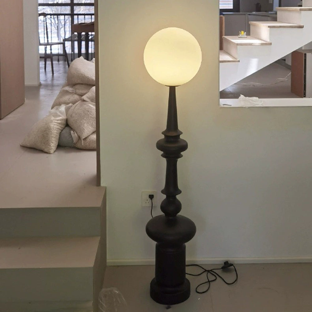 Mira Design Intérieur Lampadaire Colonne Vintage Résine/Verre Noir Salon/Chambre