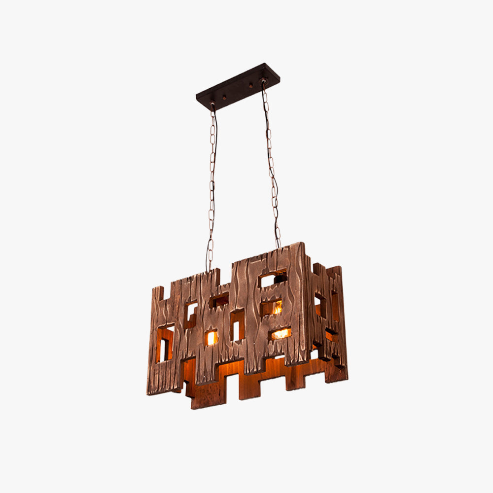 Epoch Suspension Rectangulaire Rustique, Metal/Bois, Bois, Chambre - Neutralighting